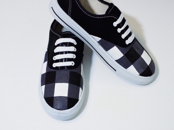 black and white plaid shoes