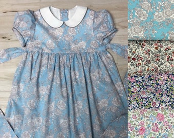 Liberty London Toddler Dress: Cambridge Blue Floral Party Dress, other fabrics available