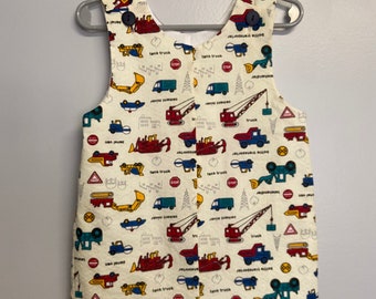 Truck Print Jon Jon: Boys Poly Cotton Romper