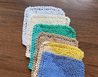 Dishcloths scrubby cotton, Natural dish cloth, blue,  white Tan, or Green Cotton knit dish cloth, scrubby dishcloth, knit cotton dish cloth.