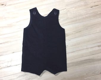 Handmade Navy Corduroy Jon Jon: Custom Baby and toddler Boy Shortall Romper