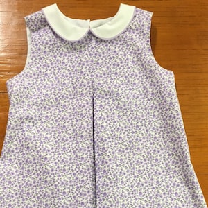 Purple floral Toddler dress, Retro Girls Dress, Peter Pan collar girls dress, purple rose, sleeveless dress, Vintage style girl dress,