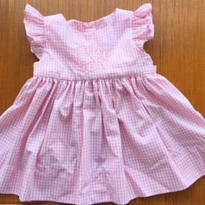 Pink gingham flutter sleeve dress, 3T or 12 months baby girl flutter sleeves dress, girl flutter sleeve dress, pink dress. Spring dress