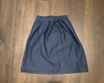 Indigo Denim Skirt: Girls, toddler sizes Cotton Straight Skirt