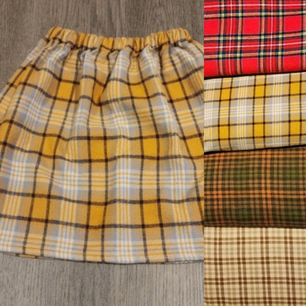 Girls Plaid Flannel Skirt | Elastic Waist | Modest Length | Custom Made | Size 2 - 14