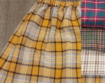 Girls Plaid Flannel Skirt | Elastic Waist | Modest Length | Custom Made | Size 2 - 8