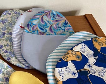 Reusable Cloth Easter Eggs: Cotton Fabric Set of 6 (6.5” x 4.5”)