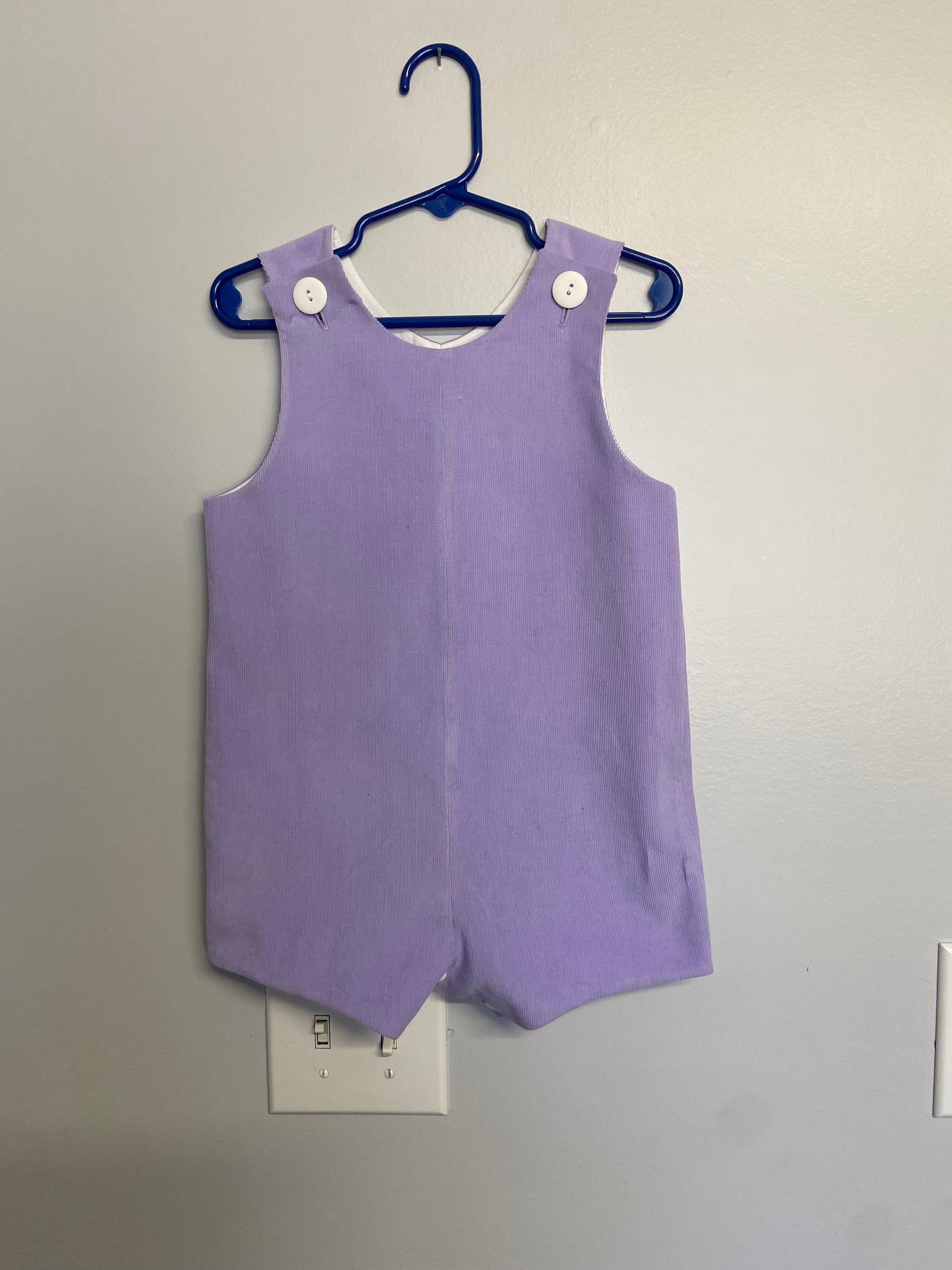 Handmade Lavender Purple Corduroy Jon Jon: Baby Boy Shortall Romper