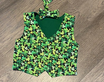 Shamrock Reversible Vest: St. Patrick's Day Cotton Vest & Bow Tie