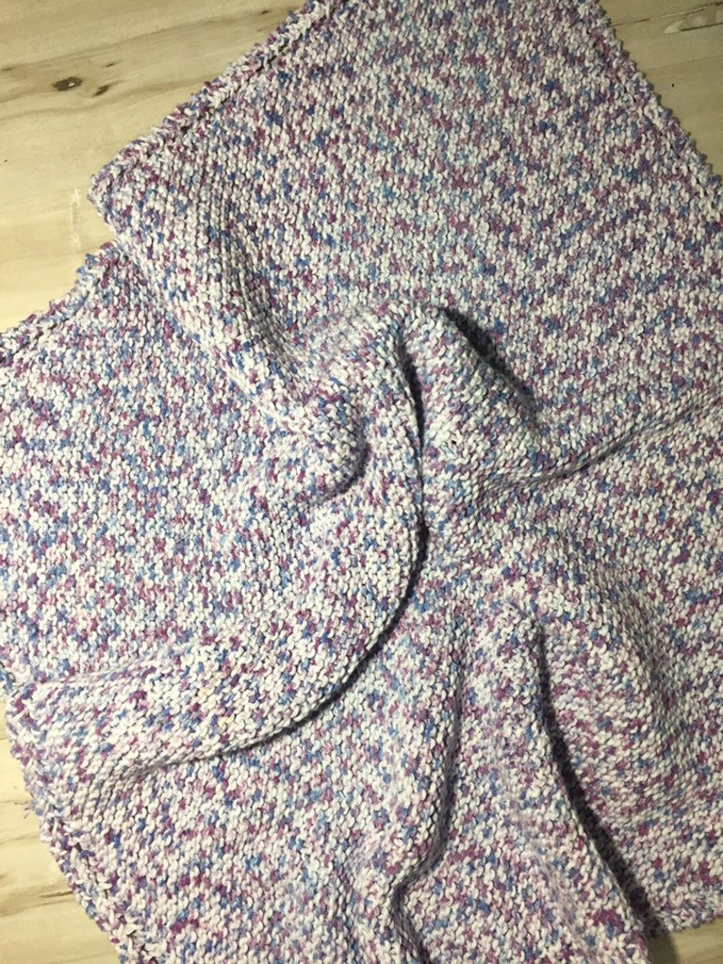 Blueberry Speckle Handmade Knit Baby Blanket Cotton Blend Etsy UK