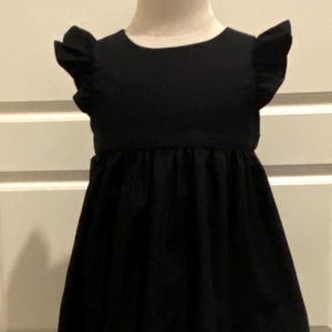 Black Dress flutter sleeves, toddler sleeveless or flutter sleeve option dress, baby girl flutter sleeve dress, girls little black dress