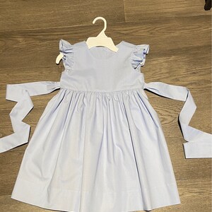 Blue dress flutter , Blue bell Kona #1029 toddler flutter sleeves dress, baby dress, little girls  blue dress
