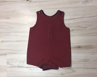 Red and Black Gingham overalls, size 3 months to size 4T gingham, boys  ginham Jon Jon,  Custom made baby boy shortalls, gingham shortalls,