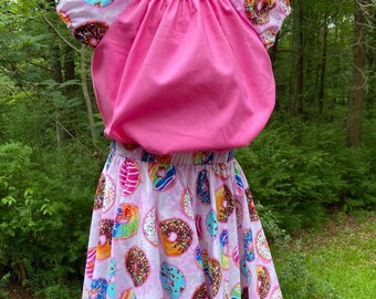 Donut peasant top and twirl skirt and tunic set toddler and girls