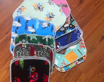 Paperless paper napkin Assorted eco friendly paperless towels, 8" x 8"  2 ply flannel  towels, reusable flannel napkins.