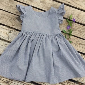 Black Gingham Flutter Sleeve Dress | 3 months to size 8 Girls | Baby Girl | toddler Couture | Custom Order | Girls flutter dress