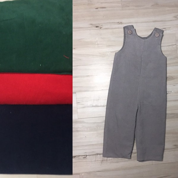 Corduroy overalls, navy overalls, green overalls, red overalls  or gray overalls, toddler overalls, infant overalls, round neck overalls.