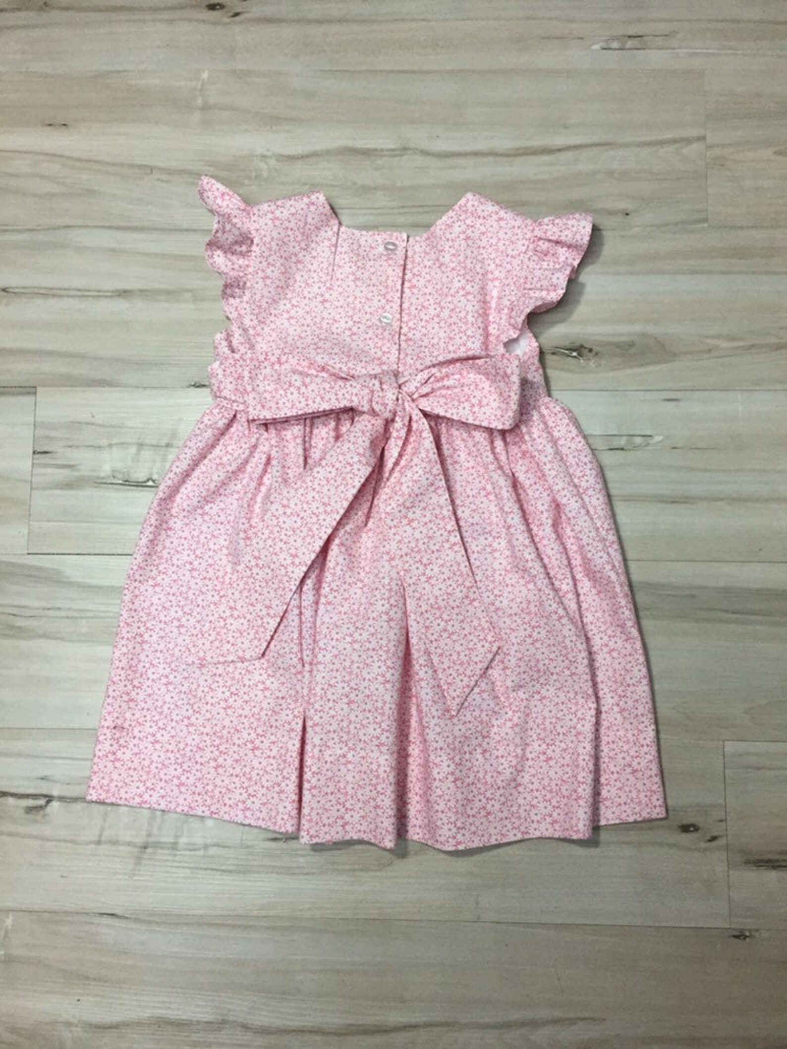 Pink Flutter Dress Flutter Sleeve Girl Dress Pink Floral Etsy