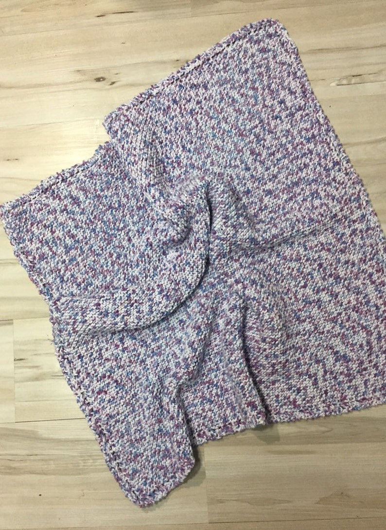 Blueberry Speckle Handmade Knit Baby Blanket Cotton Blend Etsy UK