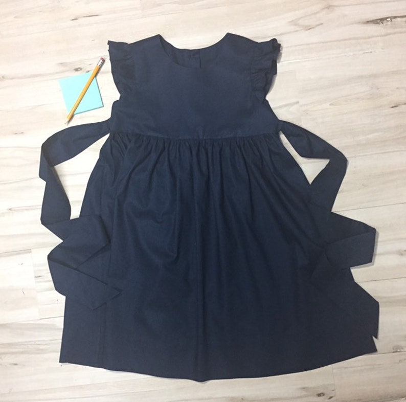 navy flutter sleeve dress