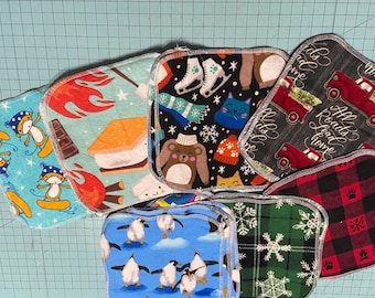 Assorted Flannel Cloth Napkins: Eco-Friendly Paperless Towels (7x7, 2-Ply)