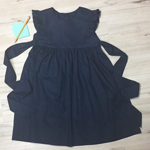 Navy flutter sleeve girl dress, toddler flutter sleeves dress, baby girl flutter sleeve dress, girls little blue dress, blue flutter dress.