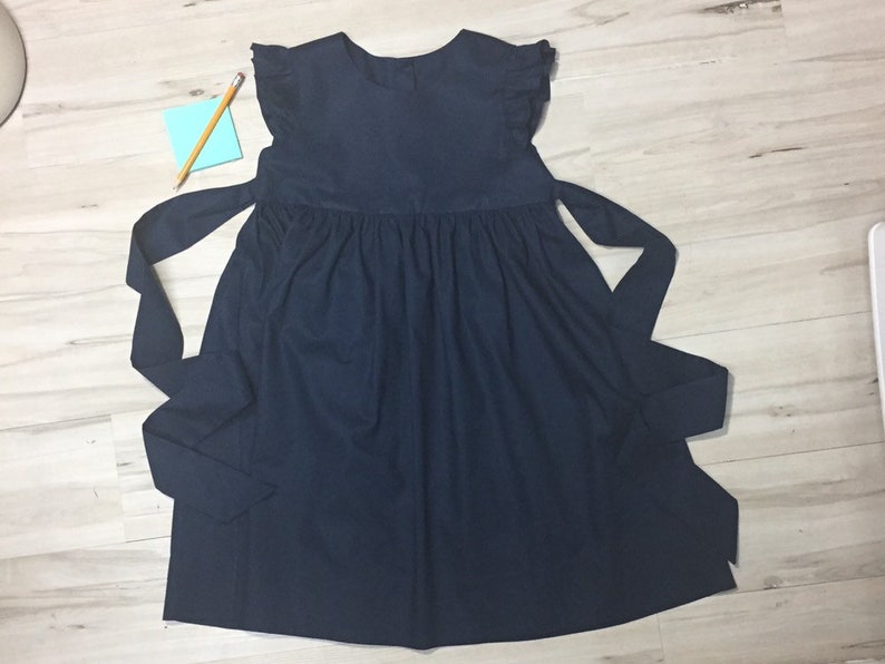 navy blue flutter sleeve dress