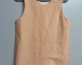 Orange Striped Seersucker Jon Jon: Custom Baby Boy Overalls