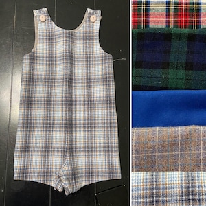 Navy Wool Baby Jon Jon: Custom Boys Shortall Romper (3 Months - 4T)
