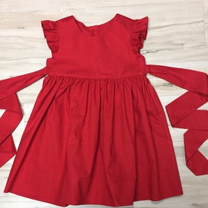 Red Flutter sleeve dress, toddler flutter sleeves dress, baby girl flutter sleeve dress, girls little red dress, red flutter dress.