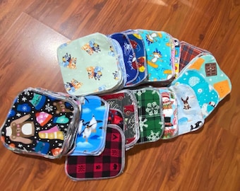 Assorted Flannel Cloth Napkins: Eco-Friendly Paperless Towels (7x7, 2-Ply)