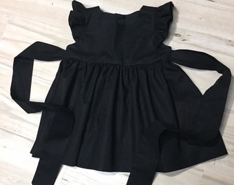 Black Dress flutter sleeves, toddler sleeveless or flutter sleeve option dress, baby girl flutter sleeve dress, girls little black dress