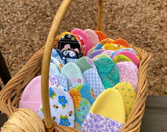 Reusable Cloth Easter Eggs: Cotton Fabric Set (3.75” x 2.5”)
