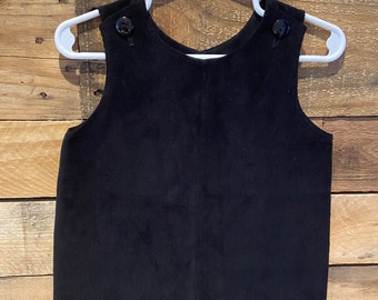 Handmade Black Corduroy Jon Jon Romper: Custom Baby Shortall
