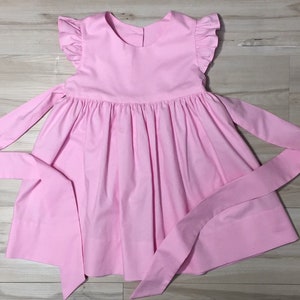 Pink flutter sleeve girl dress, toddler flutter sleeves dress, baby girl flutter sleeve dress, girls little dress, Kona Petal Pink.,