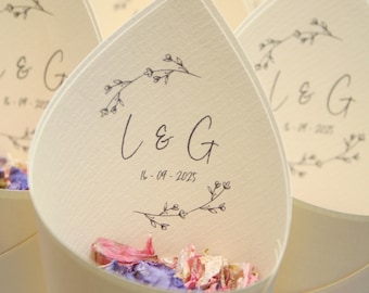 Personalized Wedding Confetti Cones: Boho Style, Kraft Paper