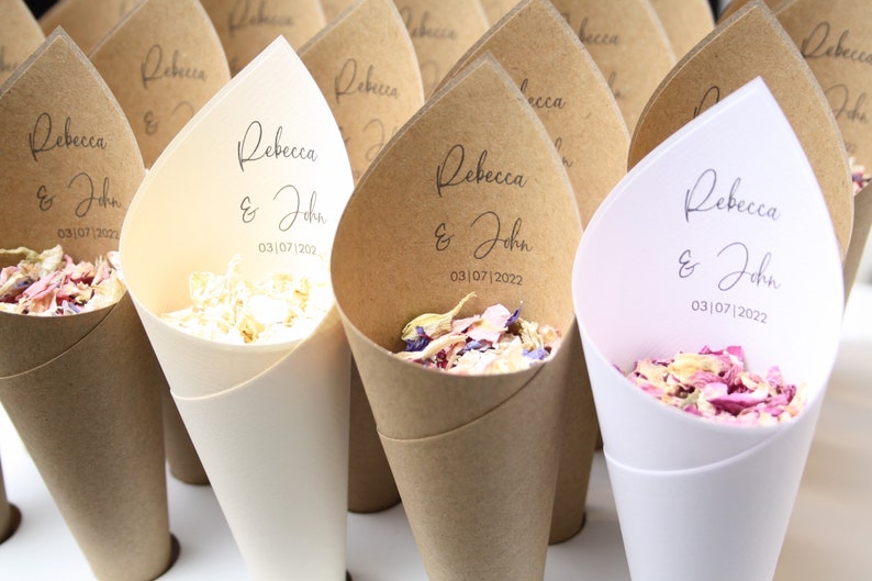 Wedding Confetti Cones Personalised Allure style image 3