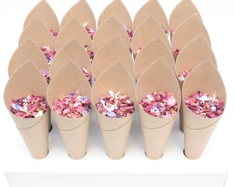 Wedding Confetti Cones package (20 plain cones, 2 litres of biodegradable petals and 1 stand)