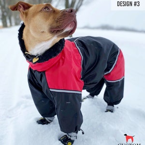 CUSTOM FIT! Dog Winter Clothes Custom Made Dog Pet Snowsuit Winter Full Body Jacket Coat Warm Large Breed with Attached Boots (optional)