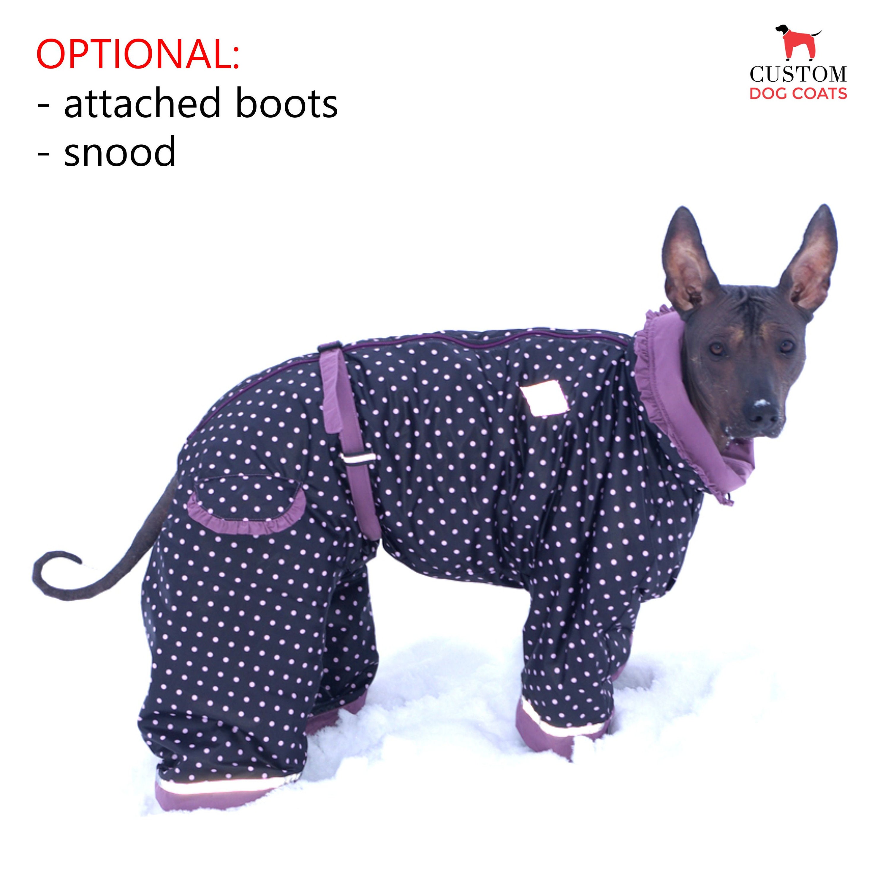 dog snowsuit with attached booties