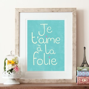 Francuska sztuka ścienna, francuskie cytaty, sztuka ścienna „je t'aime”, inspirujące wydruki, miłość po francusku, cytat „je t'aime”, wydruki walentynkowe, cytaty miłosne, akademik