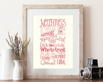 Impresión tipográfica, cita de Buffy, amor y odio, citas, citas de televisión, letras a mano, impresiones de citas, citas de amor, impresión tipográfica, dibujada a mano