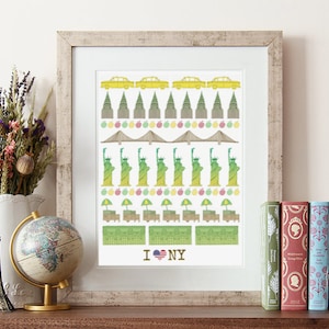 New York Illustration, I love New York, big apple, New York poster, illustration print, New York city, Chrysler building, Statue of Liberty