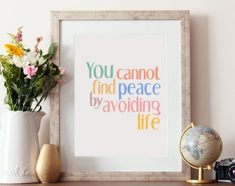 Citas de paz, citas inspiradoras, citar impresiones, arte mural hogar, citar decoración del hogar, citas de vida, impresiones de cuidado personal, arte mural pastel, positivo