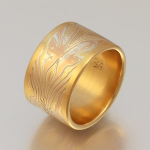 Butterfly pattern custom mokume gane ring