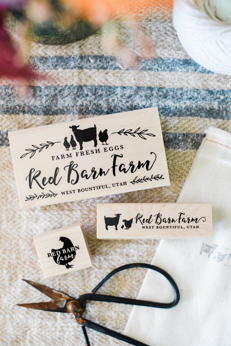 Chicken and Goat Homesteading Stamp Set Custom Chicken Egg image 0
