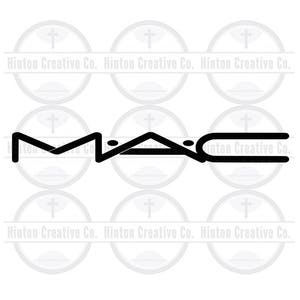 Könnte beinhalten: Schwarzweißes Logo-Design für die Kosmetikmarke MAC.