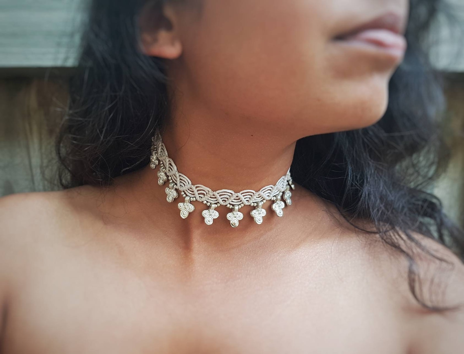 Macrame Choker Necklace Custom Colour Choker Gold or Silver Etsy