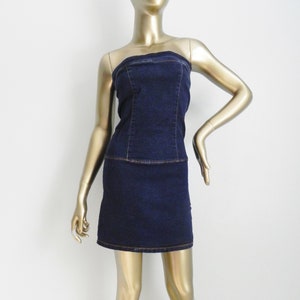 Vintage Denim Tube Dress \ Stretchy Denim \ Sleeveless Mini Dress - Etsy
