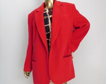 vintage super duper red wool blazer \ oversized jacket \ The Limited 1992